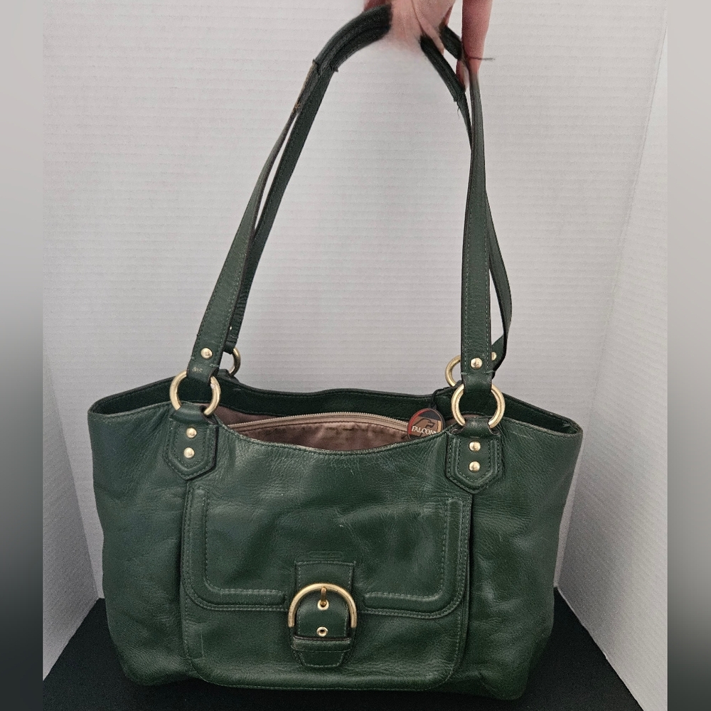 Coach Stylish Green Leather Shoulder Bag